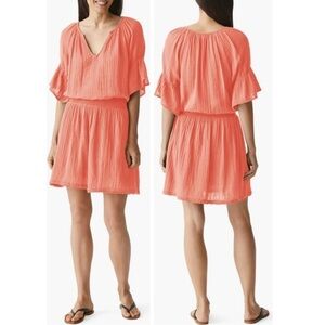 Michael Stars Katelyn Smocked Waist Peasant Dress Size Large Passionfrui…